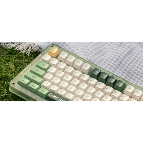Iqunix ZX75 Camping kabellose mechanische Tastatur (grün, US-Layout (QWERTY), Cherry MX Brown, 75 %, RGB-LEDs, Hot-Swap-fähig, Double-Shot PBT, 2,4 GHz | Bluetooth 5.1 | USB-C)