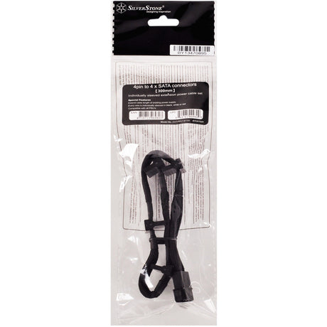 Silverstone-Adapter 4-Pin Molex > 4x 15-Pin SATA (schwarz, PP07-btsb)
