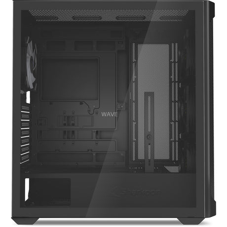 Sharkoon ak4w RGB Strip Midi-Tower-Gehäuse (schwarz | 2x USB-A | 1x USB-C | RGB | gehärtetes Glas)