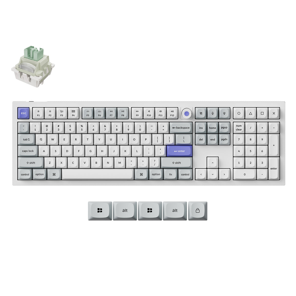 Keychron q6 he 8k magnetic switch keyboard (wit, us lay-out (qwerty), ultra-fast lime, 100%, rgb, hot swap, 8k)