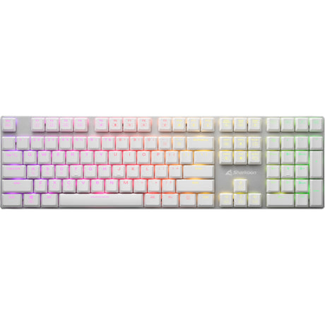 Sharkoon Purewriter RGB mechanische Gaming-Tastatur (weiß, US-Layout (QWERTZ), Kailh Choc Low Profile blau, 100 %, RGB-LEDs)