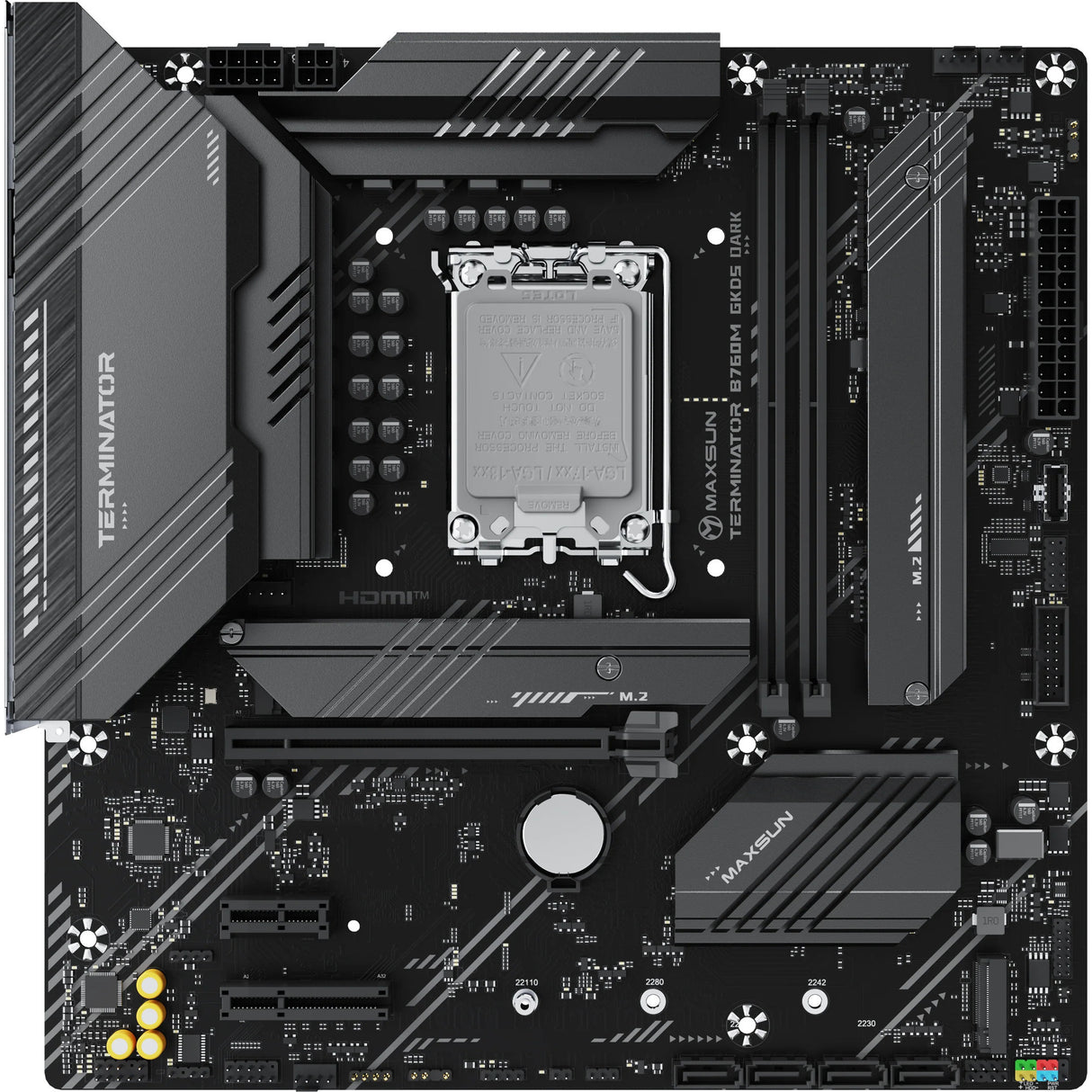 Maxsun ms-terminator b760m gkd5 dark socket 1700 moederbord (zwart, raid, 2.5 gb-lan, sound, µatx)