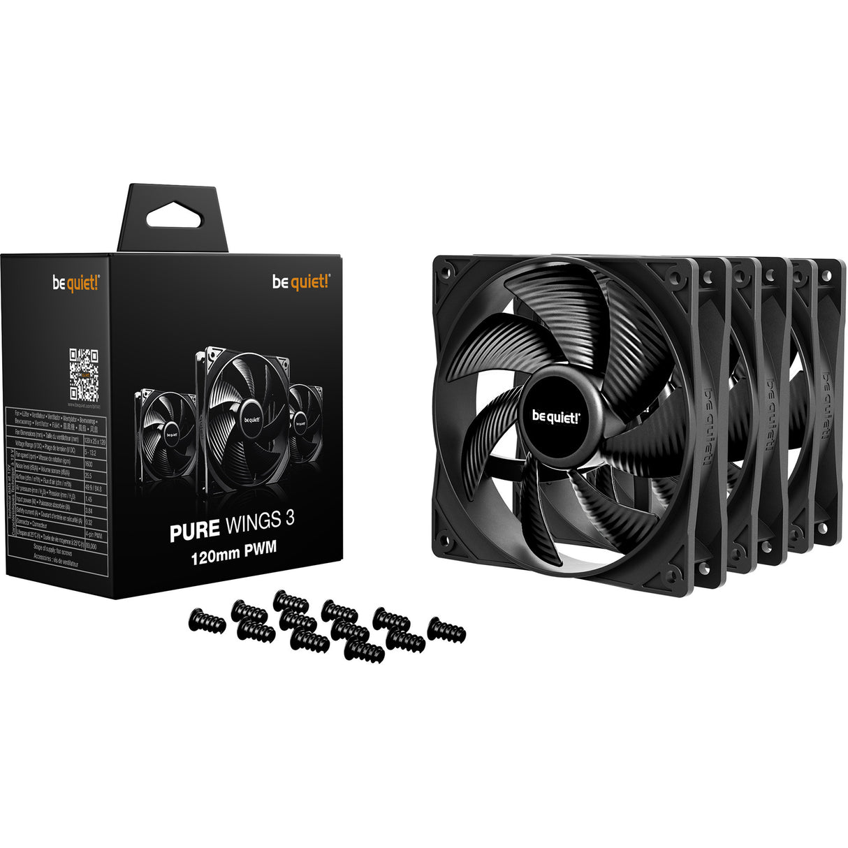 Be quiet! pure wings 3 case fans (zwart, 3 stuks, 120 x 120 x 25 mm, pwm)