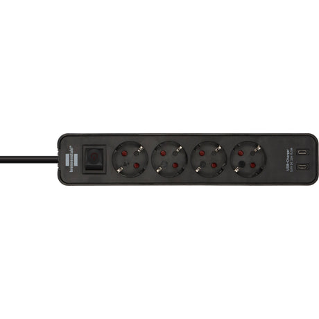 Brennerstuhl ecolor 4-fach Steckdosenleiste mit 2 USB-Ladeanschlüssen, Steckdosenleiste (schwarz, 2x USB-C)