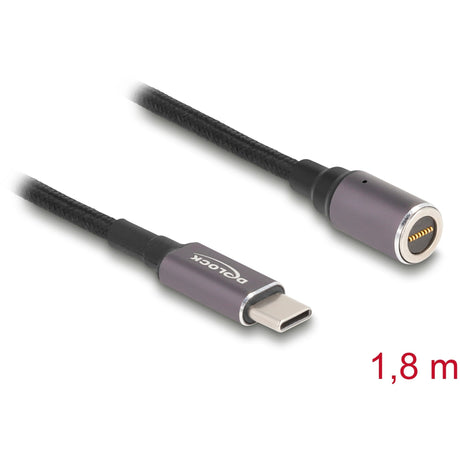 Delock Laptop Ladekabel USB Typ-C Stecker auf magnetischen 8 Pin Stecker 1,8 m Kabel (Anthrazit Schwarz)
