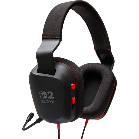Powera kabelgebundenes Stereo-Headset für Nintendo Switch 2 Over-Ear-Gaming-Headset (schwarz rot, Nintendo Switch 2, Nintendo Switch – OLED-Modell, Nintendo Switch, Nintendo Switch Lite)