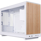 Lian li a3-matx weiß (Wood Edition) Midi-Tower-Gehäuse (weiße Holzfarbe | 2x USB-A | 1x USB-C | gehärtetes Glas)