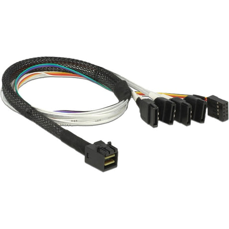 Delock Kabel Mini SAS HD SFF-8643 > 4 x SATA 7 Pin, 0,5m Kabel (83315, + Seitenband)