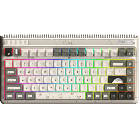 Iqunix OG80 Hitchhiker kabellose mechanische Tastatur (grau, US-Layout (QWERTZ), Cherry MX Silent Red, 80 % (TKL), RGB-LEDs, Hot-Swap-fähig, PBT, 2,4 GHz | Bluetooth 5.1 | USB-C)