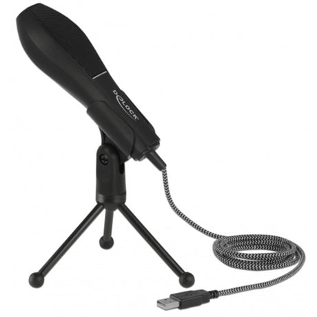 Delock USB-Kondensatormikrofon (schwarz, mit Tischständer)