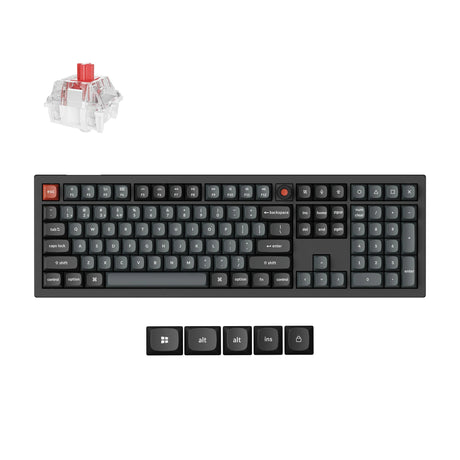 Keychron V6W-D1 8K QMK kabelgebundene benutzerdefinierte mechanische Tastatur (schwarz, US-Layout (QWERTY), Superrot, 100 %, RGB-LEDs, Double-Shot-PBT, Hot-Swap, 8K, Taste)
