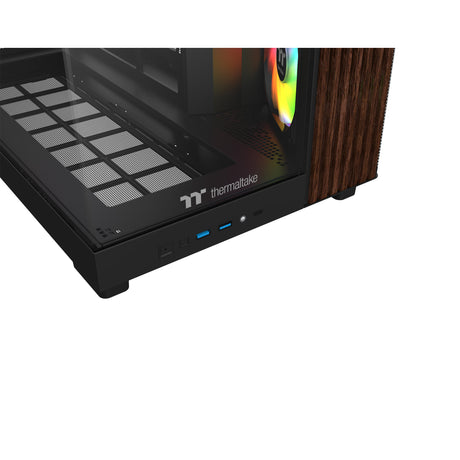 Thermaltake View 380 XL WS ARGB MIDI Tower Gehäuse (schwarze Holzfarbe | 2x USB-A | 1x USB-C | RGB | gehärtetes Glas)