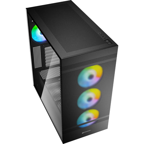 Sharkoon Rebel C50 schwarzes RGB-Midi-Tower-Gehäuse (schwarz | 2x USB-A | 1x USB-C | RGB | gehärtetes Glas)