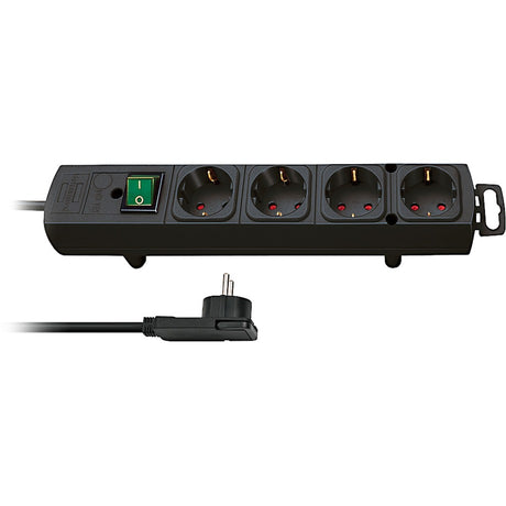 Brennerstuhl Comfort-Line Plus Steckdose mit Flachstecker 4x schwarz 2m h05vv-f 3g1,5 - 1153100100