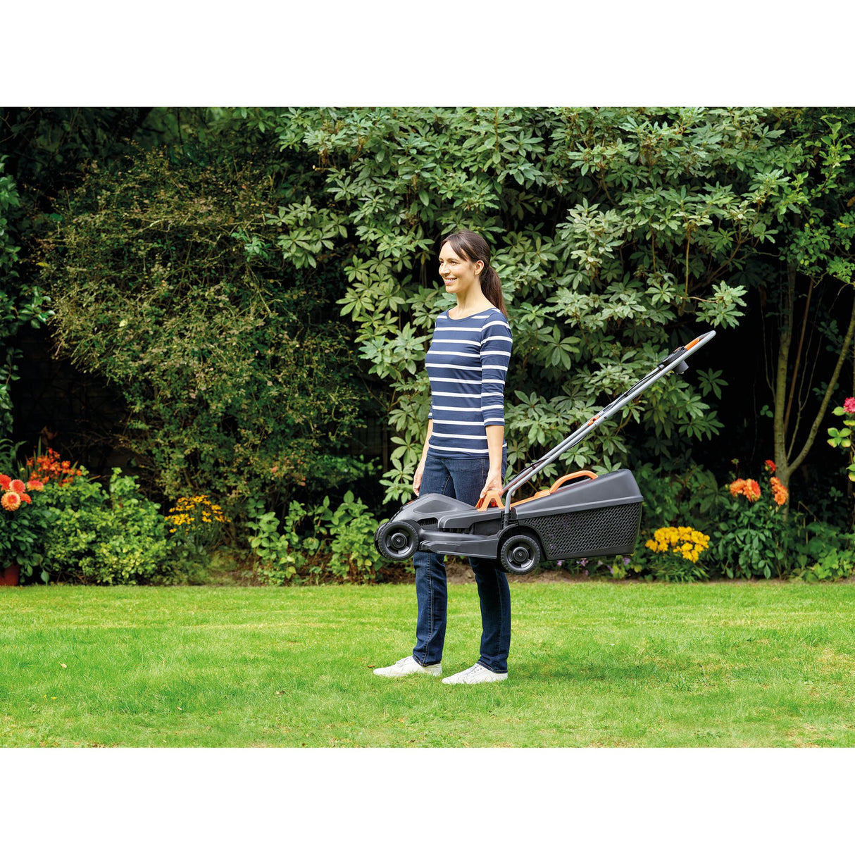 Black+Decker 1000 W 32 cm Rasenmäher + 250 W Rasentrimmer (schwarz orange, Rasenflächen bis zu 250 m²)