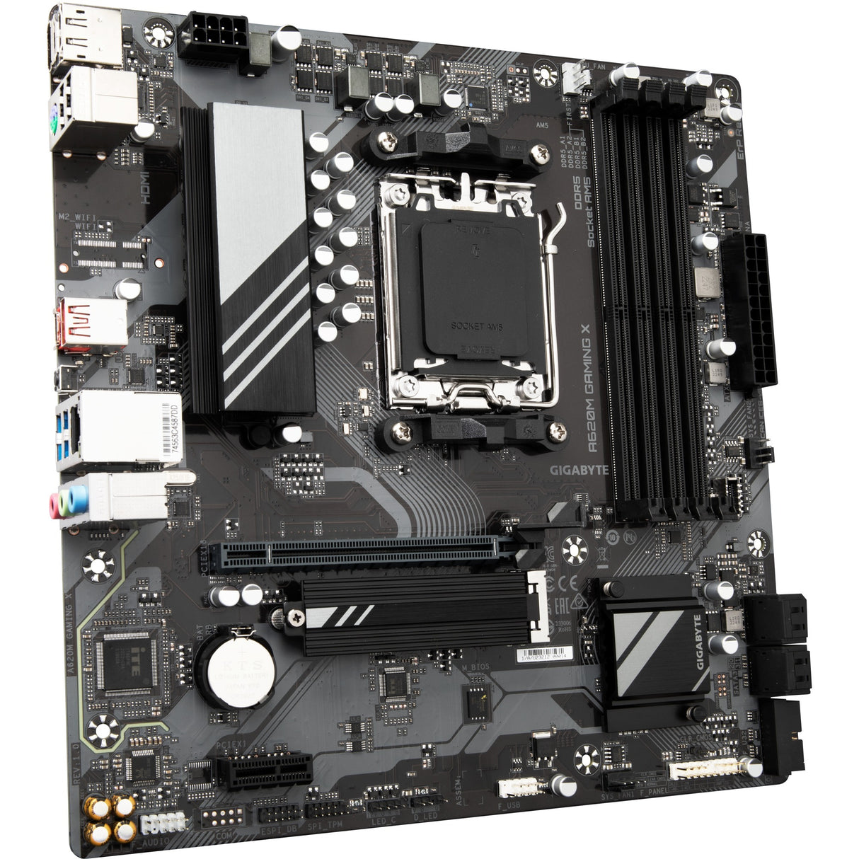 Gigabyte A620M Gaming X (Rev. 1.0) Sockel AM5 Motherboard (Schwarzgrau, Raid, GB-LAN, Sound, µatx)