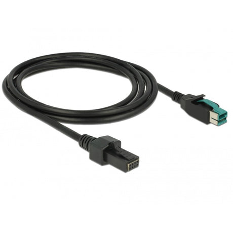 Delock Powered USB Kabel Stecker 12 V > 2 x 4 Pin Stecker für POS-Drucker und Terminals (schwarz, 2 Meter)