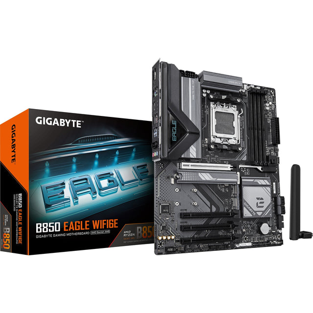Gigabyte B850 Eagle WiFi6E Sockel AM5 Motherboard (schwarzgrau, RAID, GB-LAN, WiFi 6e, BT, Sound, ATX)