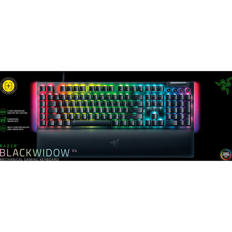 Razer Blackwidow V4, Gaming-Tastatur (Schwarz, US-Layout, Gelb, RGB-LEDs, Doubleshot-ABS)