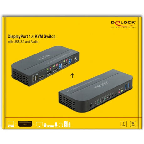 Delock Displayport 1.4 KVM-Switch 8k 30Hz mit USB 3.0 und Audio-KVM-Switch