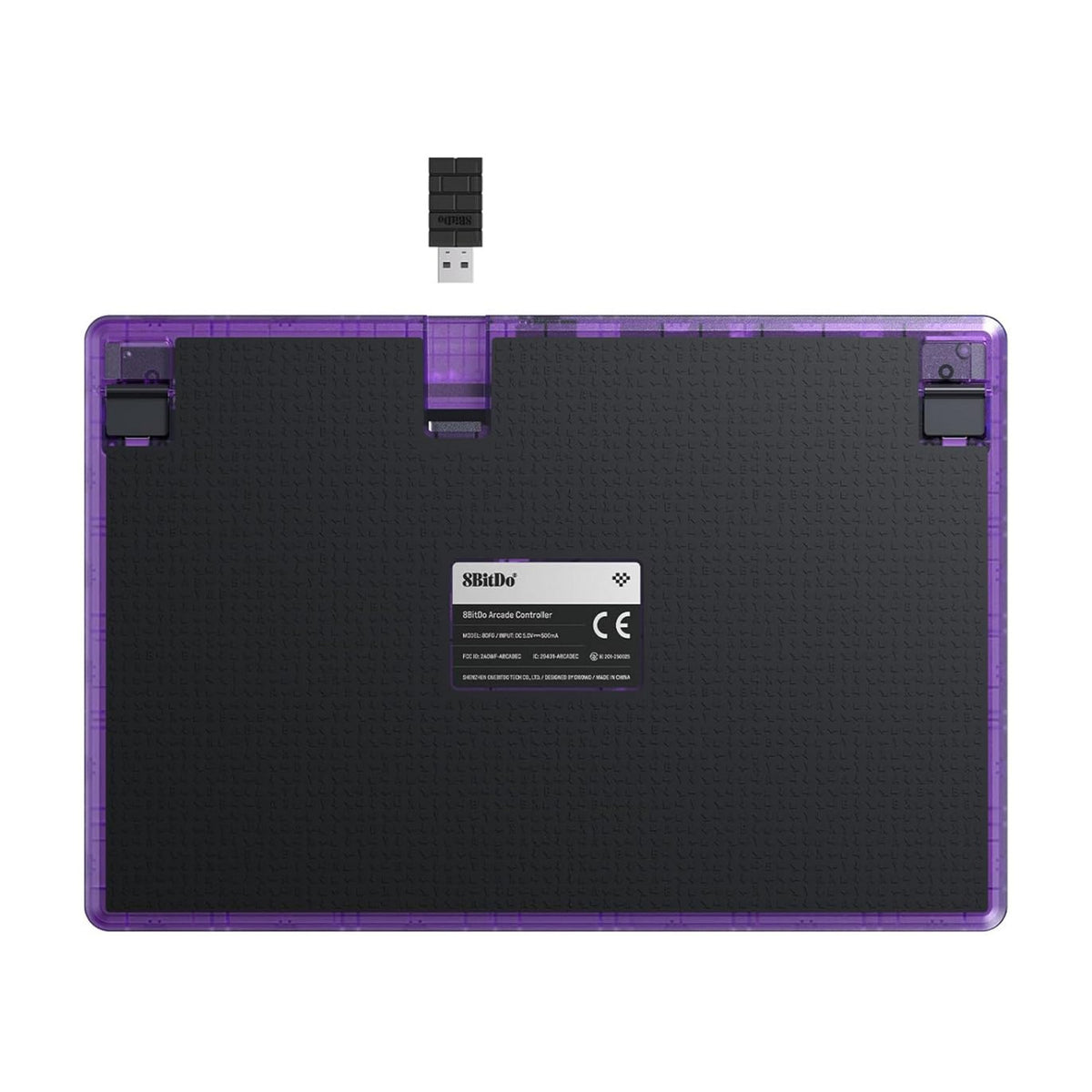 8bitdo Arcade-Controller – Transparent Purple Signature Edition (Lila Transparent, 2,4 GHz Bluetooth USB, Nintendo Switch 1 + 2, PC)