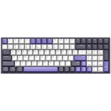Iqunix F97 Lavandin kabellose mechanische Tastatur (Lavendel, US-Layout (QWERTZ), Cherry MX Silent Red, 96 %, RGB-LEDs, Hot-Swap-fähig, PBT, 2,4 GHz | Bluetooth 5.1 | USB-C)