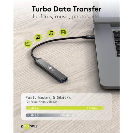 Goobay schlanker USB-Hub mit 5 Ports, USB-C auf USB-C USB-A, 5 Gbit s (hellgrau)