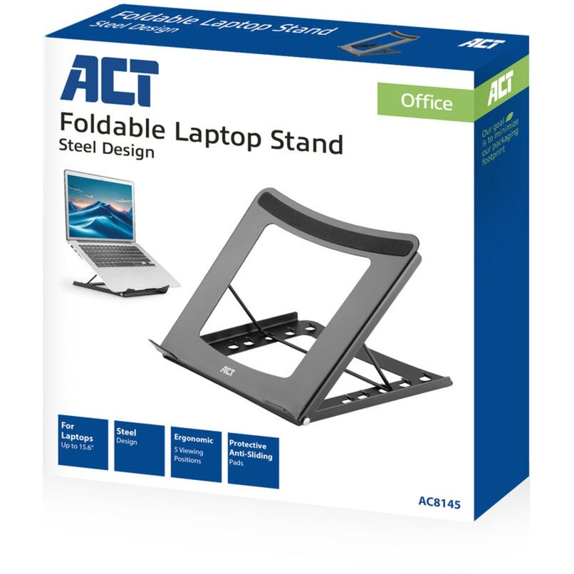 Act Connectivity Laptopständer, klappbar, 5-fach höhenverstellbar (schwarz)