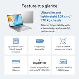 Asus vivobook s16 s3607aa-sh016w 16 copilot+ laptop (zilver | ultra 7 355 | intel arc graphics | 32 gb | 1 tb ssd | oled)