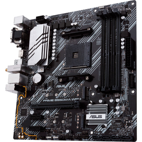 Asus prime b550m-a wifi ii socket am4 moederbord (zwart zilver, raid, gb-lan, wi-fi 6, bt, sound, µatx)