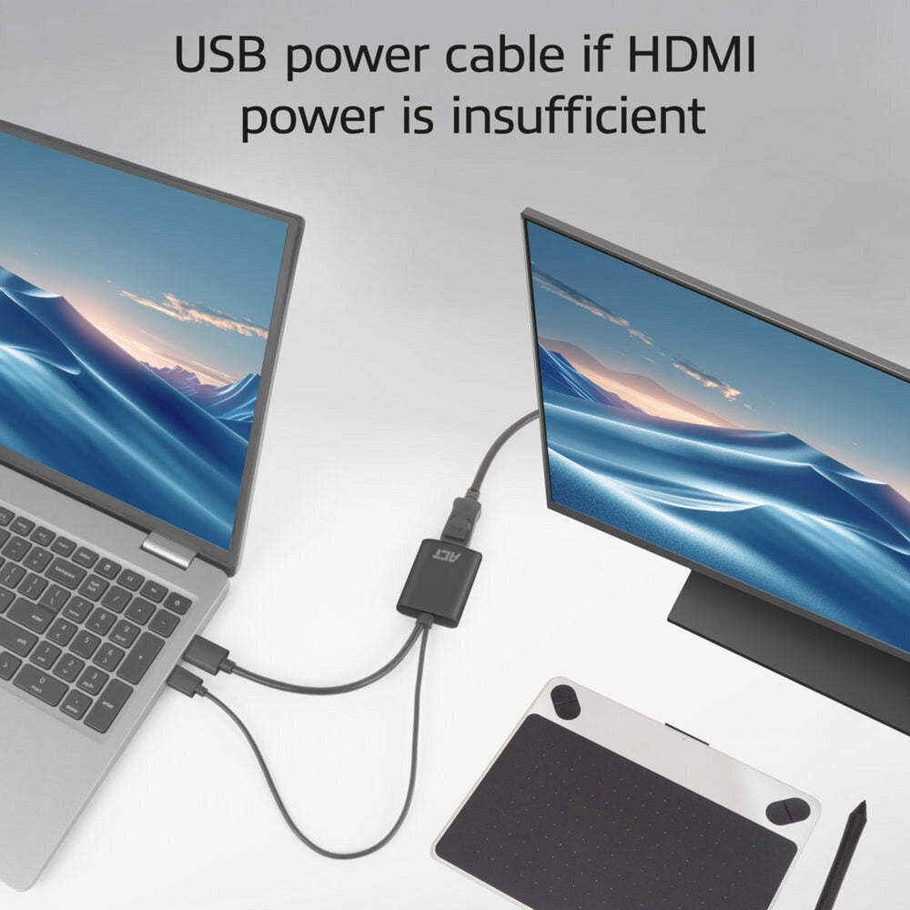 Act-Konnektivität HDMI-zu-DisplayPort-Adapter, 4K@60Hz (Schwarz)