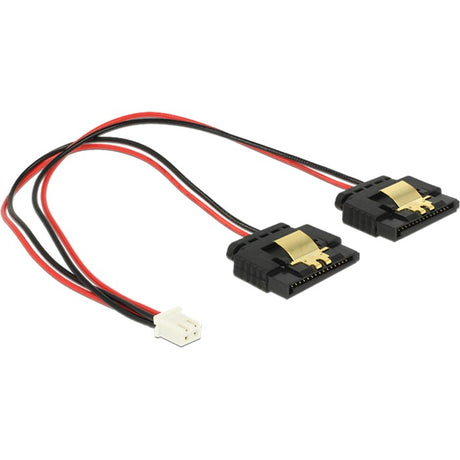Delock Power 2 Pin Buchse > 2 x SATA 15 Pin Splitterkabel (schwarz rot, 0,2 Meter)