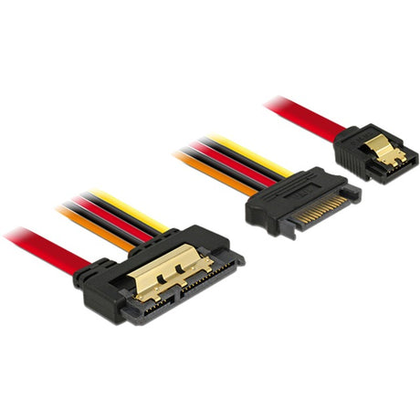 Delock SATA 7-Pin + 15-Pin > SATA 22-Pin Adapter (schwarz rot, 0,3 Meter)