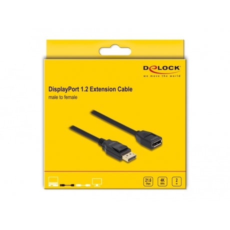 Delock Displayport 1.2 Verlängerungskabel (schwarz, 2 Meter, 4k 60 Hz)