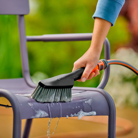 Gardena Cleansystem Reinigungsset mit Bürsten Soft, Seifenstücken und Waschbürstenanschlüssen (grauorange, 18862-20)