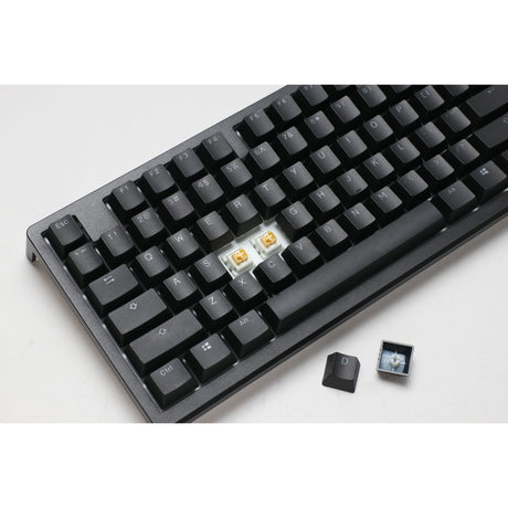 Ducky Zero 6108 Classic Black RGB mechanische Gaming-Tastatur (Schwarz, US-Layout (QWERTY), Cherry MX2A Blau, 100 %, RGB-LEDs, Double-Shot PBT, Hot Swap, 2,4 GHz | Bluetooth | USB-C)