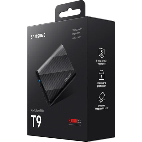 Samsung Portable T9 1 TB externe SSD (schwarz, mu-pg1t0b eu, USB-C 3.2 (20 GBit s))