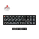 Keychron v6w-d1 8k qmk wired custom mechanical keyboard (zwart, us lay-out (qwerty), super red, 100%, rgb leds, double-shot pbt, hot swap, 8k, knop)