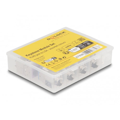 Delock Keystone Modul RJ45 Buchse auf LSA Cat 6a werkzeuglos, 8 Stück (mehrfarbig)