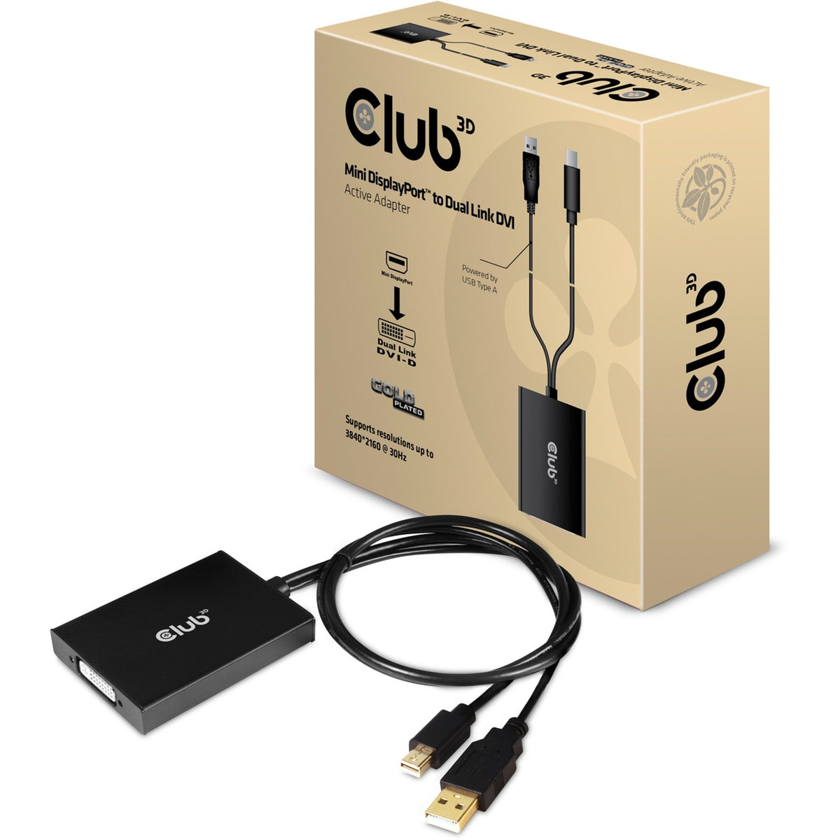 Club 3D Mini Displayport 1.2 > Dual-Link-DVI-D-Adapter (schwarz, 0,6 Meter)