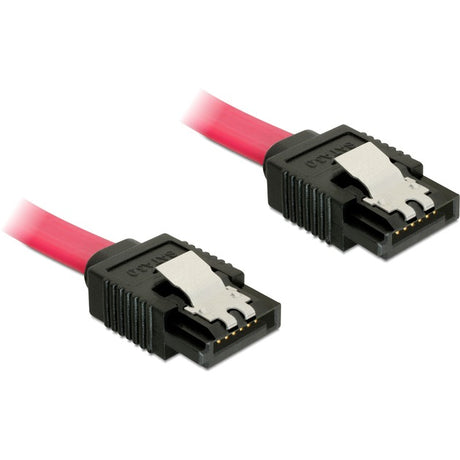 Delock SATA-Kabel (rot, 0,3 Meter, 6 GB s, Stecker mit Klemme)