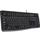 Logitech-Tastatur K120 für Unternehmen (Schwarz, EU-Layout (QWERTY), Gummikuppel, 100 %)