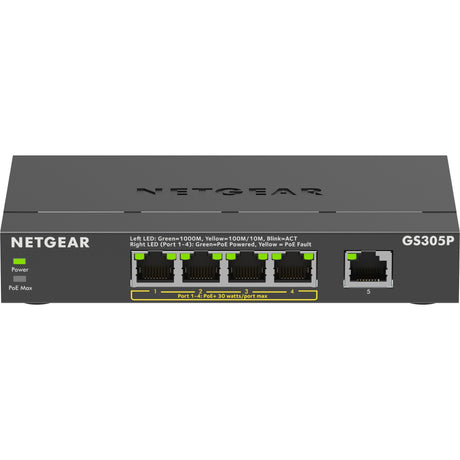 Netgear 5-Port PoE+ Gigabit Ethernet Soho Unmanaged Switch (GS305P) (schwarz)