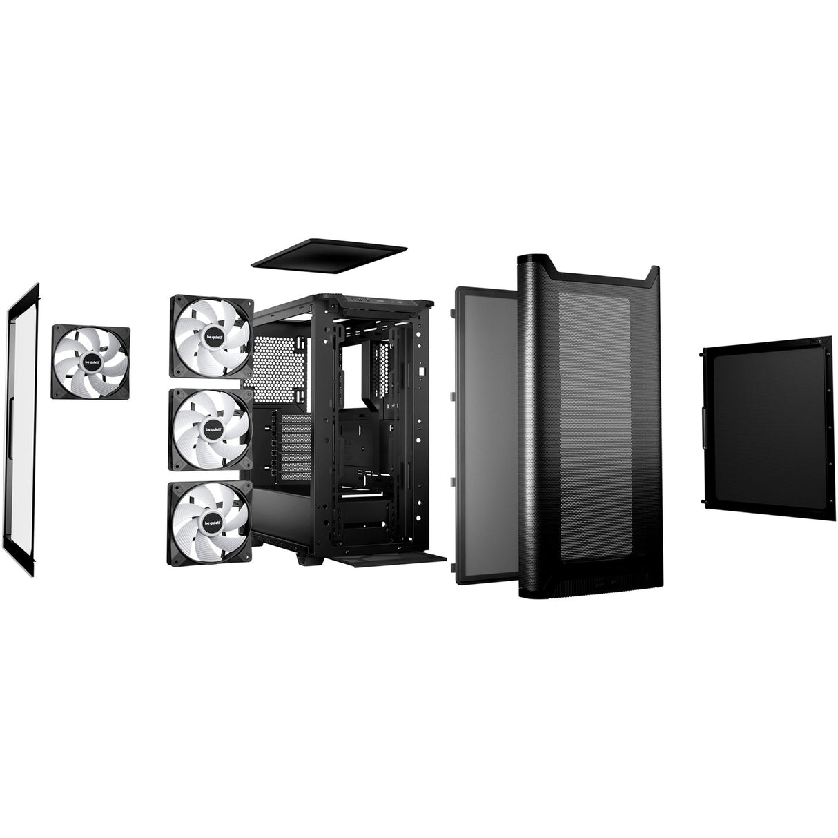 Ruhig sein! Pure Base 501 lx Midi-Tower-Gehäuse (schwarz | 2x USB-A | 1x USB-C | RGB | gehärtetes Glas)