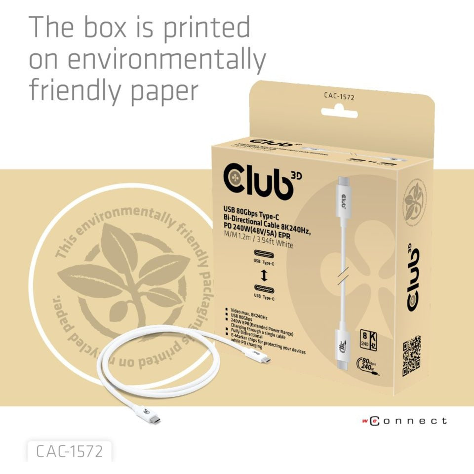 Club 3D USB-C 80 Gbit/s zertifiziert 240 W 8K 240 Hz