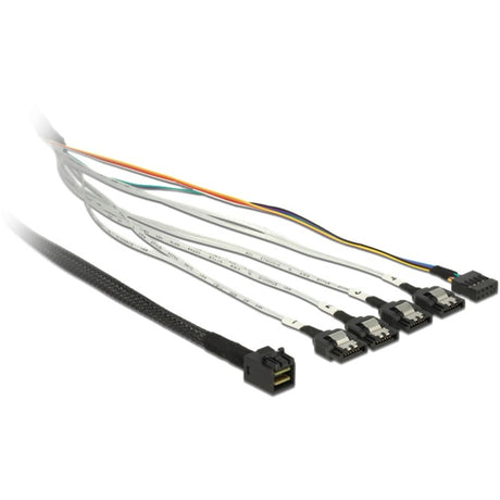 Delock Kabel Mini SAS HD SFF-8643 > 4 x SATA 7 Pin, 0,5m Kabel (83315, + Seitenband)