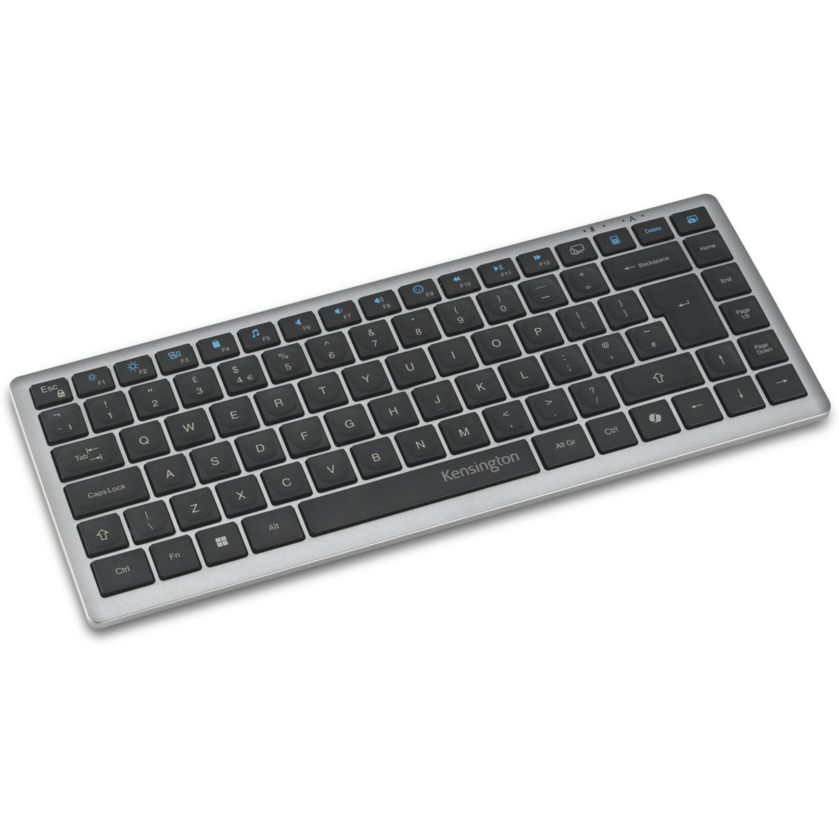 Kensington KB435 EQ wiederaufladbare Kompakttastatur für mehrere Geräte (grau, US-internationales Layout (QWERTY), Scherenschalter, 80 % (TKL), USB, 2,4 GHz, Bluetooth 5.4)