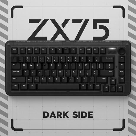 Iqunix ZX75 Dark Side kabellose mechanische Tastatur (schwarz, US-Layout (QWERTZ), Gateron-Rot, 75 %, RGB-LEDs, Hot-Swap-fähig, Double-Shot-PBT, 2,4 GHz | Bluetooth 5.1 | USB-C)