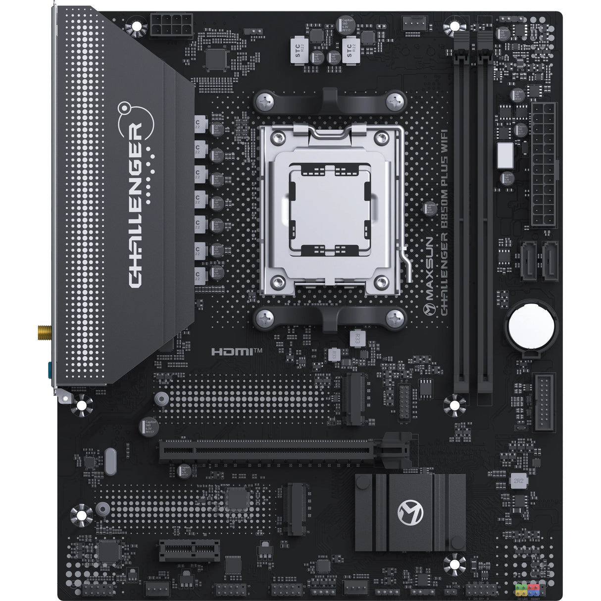 Maxsun ms-challenger b850m plus wifi socket am5 moederbord (zwart, raid, gb-lan, wlan, bt, sound, µatx)