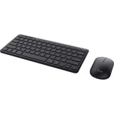 Trust Lyra kabelloses Multi-Device-Tastatur-Maus-Desktop-Set (schwarz, US-Layout (QWERTY), Scherenschalter, 65 %, 800–1.600 dpi, 2,4 GHz USB, Bluetooth)